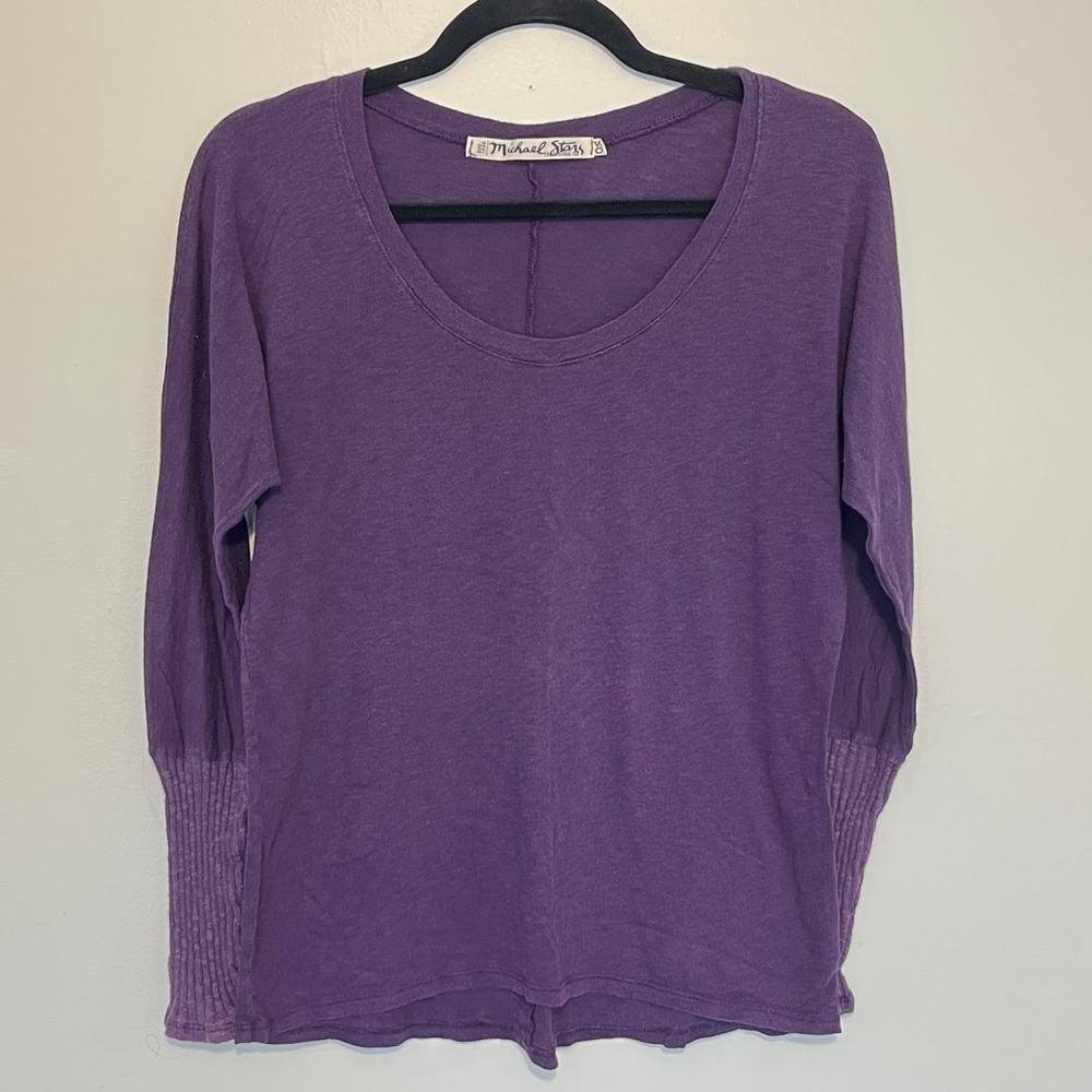 Michael Stars Plum Long Sleeve Tee - Picture 2 of 4